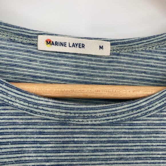 Marine Layer T-shirt Men’s Medium Blue Striped Coastal Nautical NormCore - Picture 3 of 9